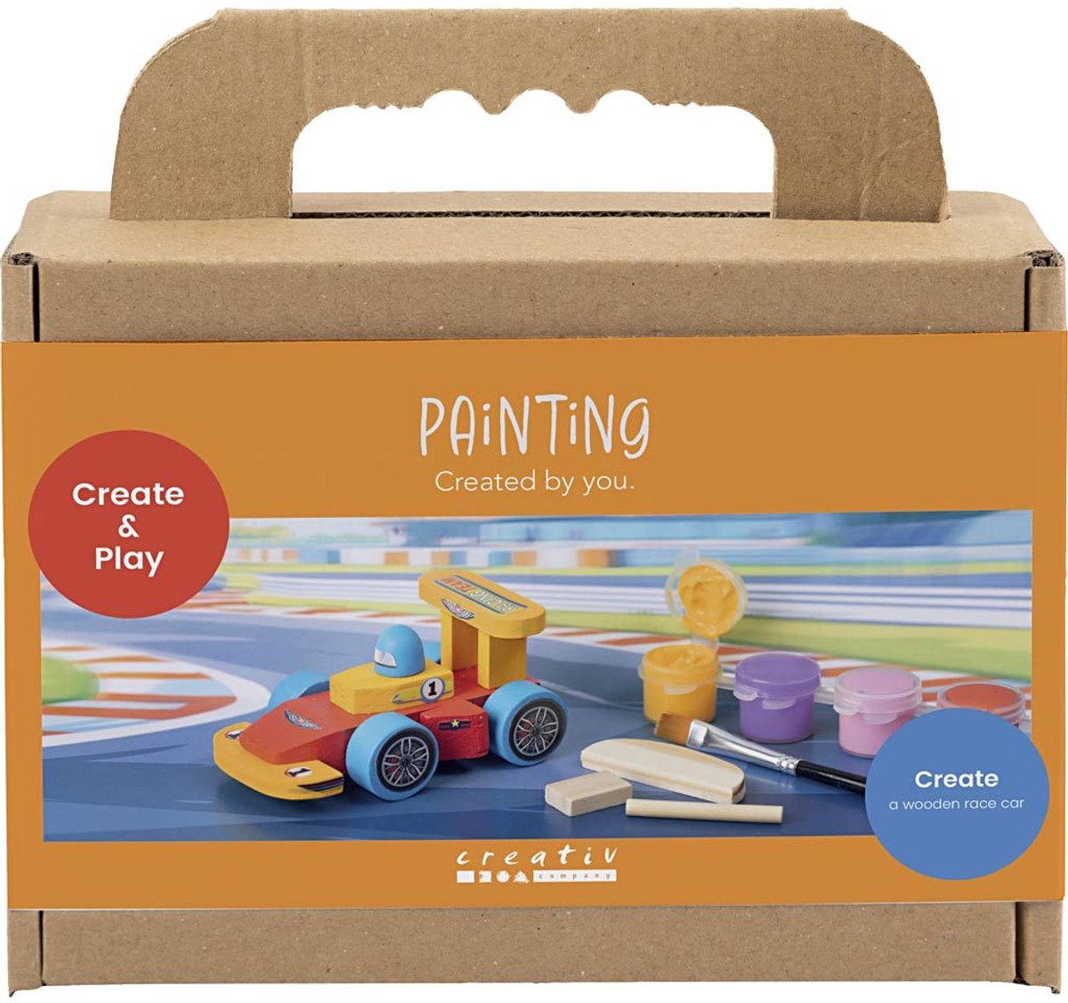Creativ Company Mini hobbyset houten raceauto schilderen