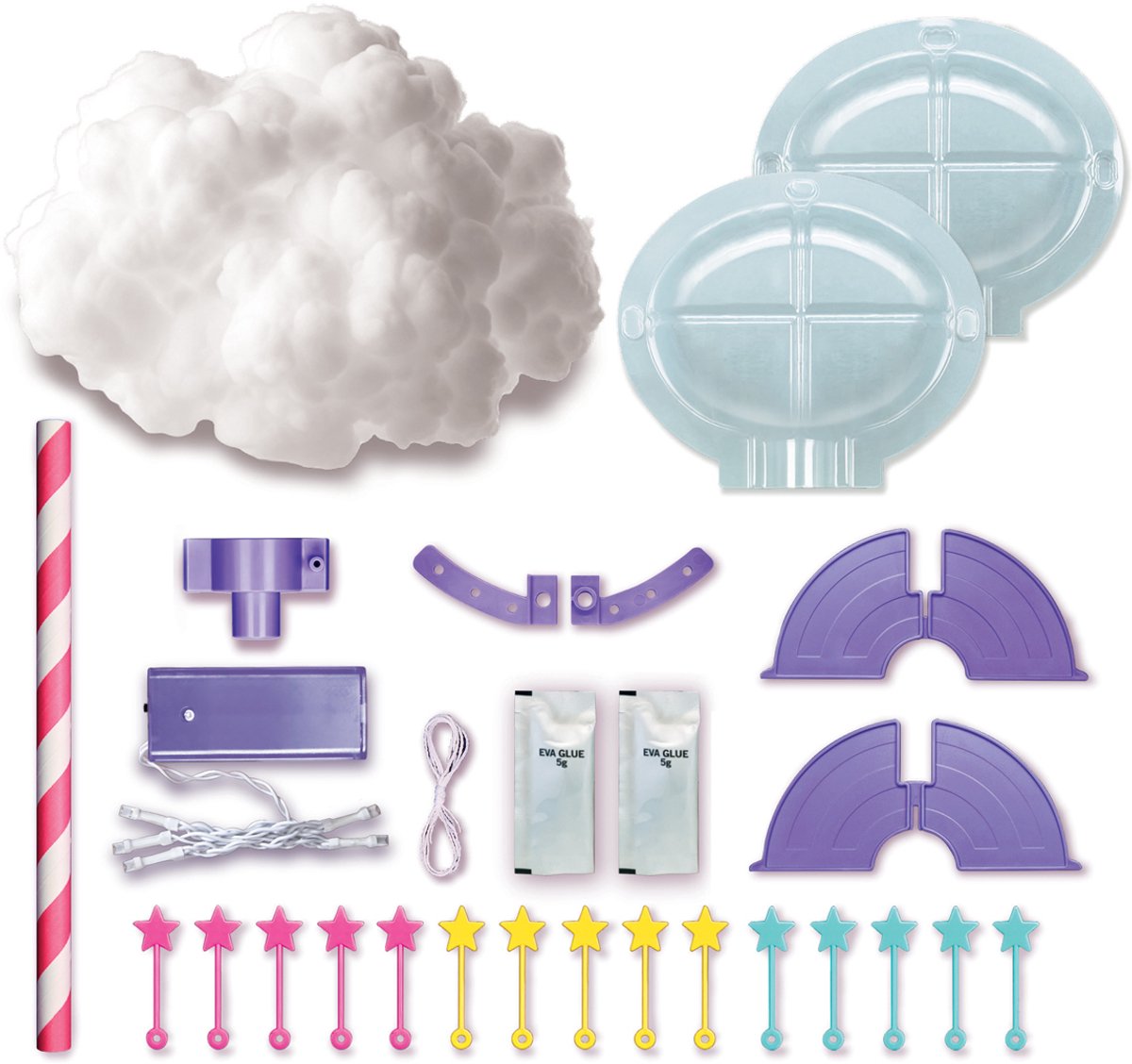4M knutselen - creëer een fluffy lichtwolk - led - glow in the dark accessoires - kidzmaker - 5+