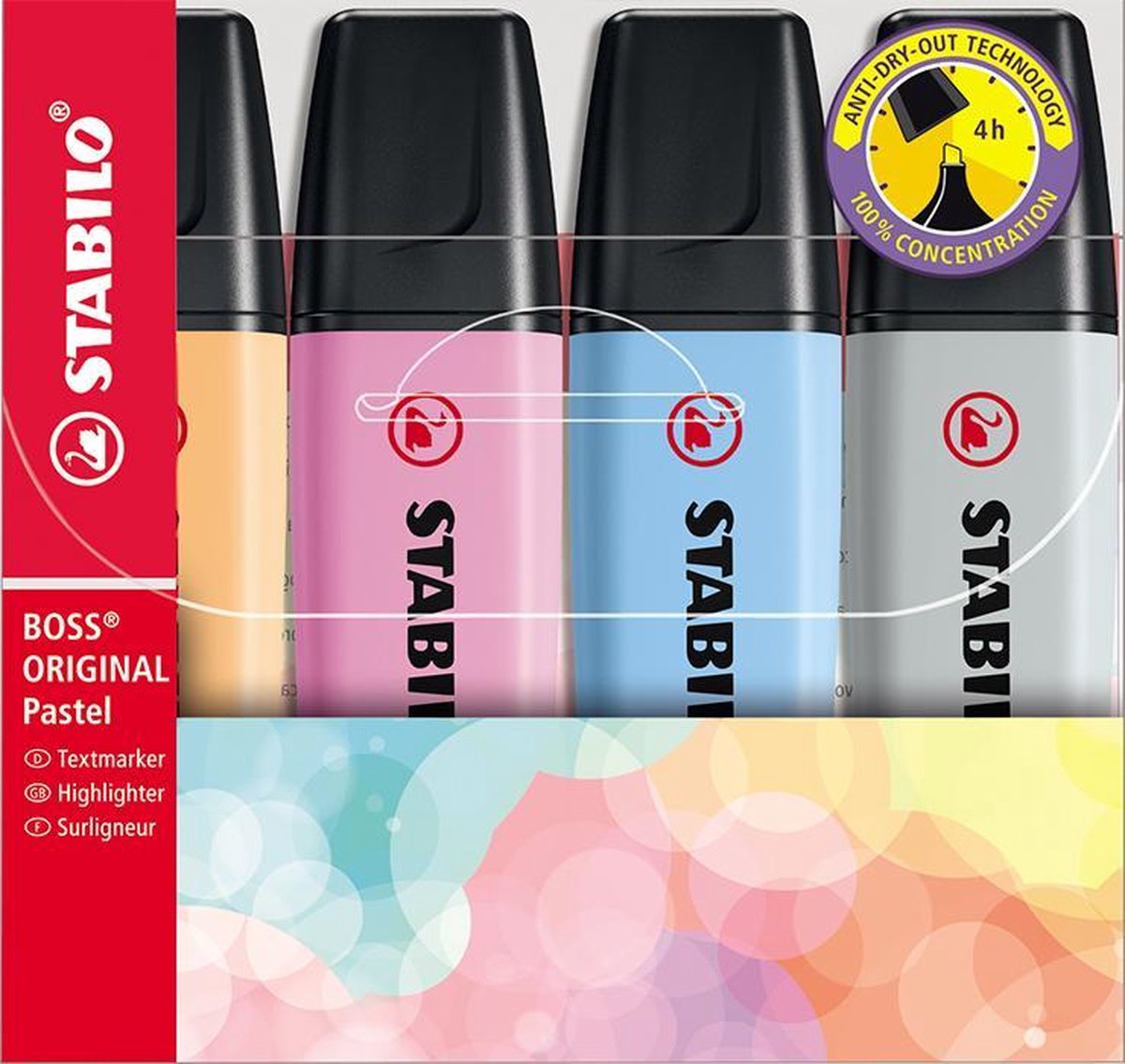 STABILO boss original pastel - markeerstift - set 4 stuks