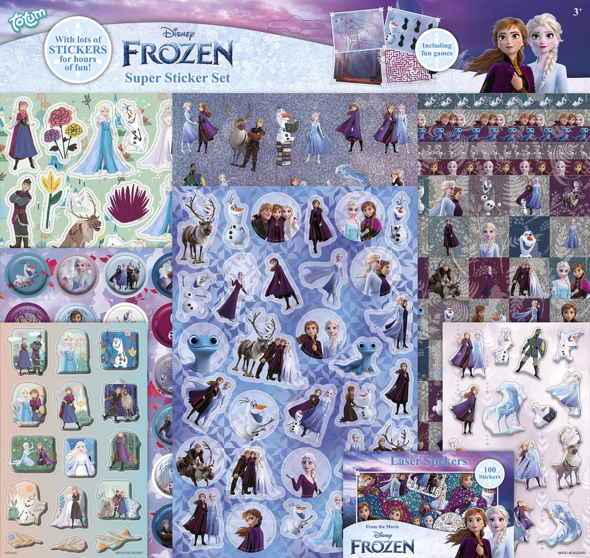 Totum Disney frozen super sticker set xl 7 vellen - speelgoed meisjes vanaf 3 jaar - creatief knutselen stickeren met anna en elsa
