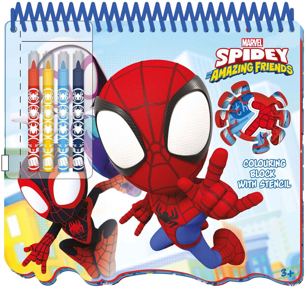 Merkloos Sans Marque Spidey stencil tekenblok kleurboek met sjablonen en stiften voor kinderen.