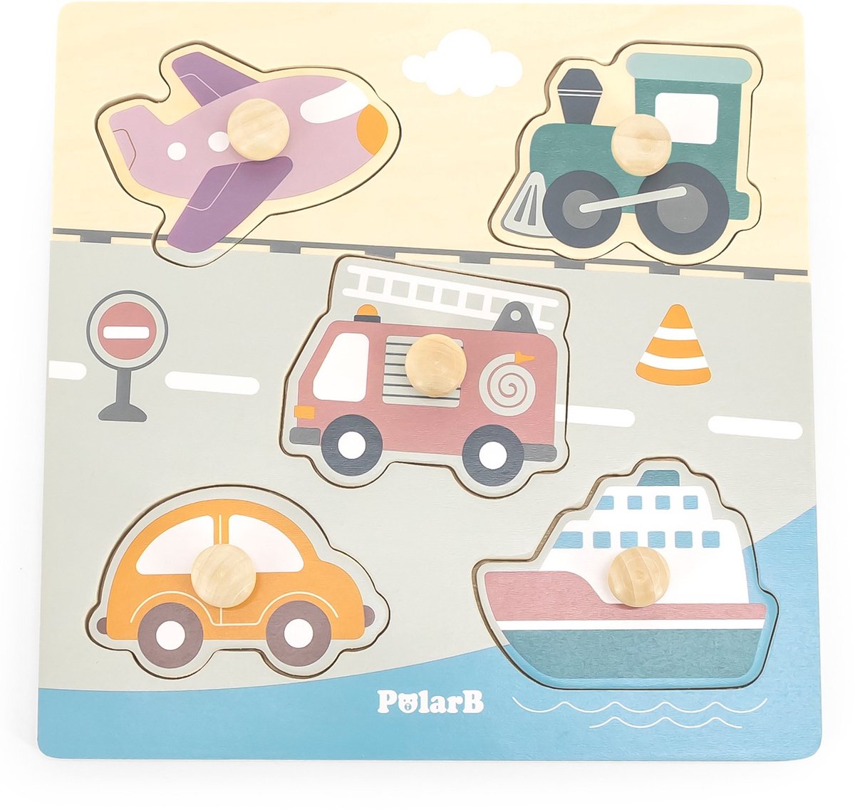 PolarB houten voertuigen puzzel 44069