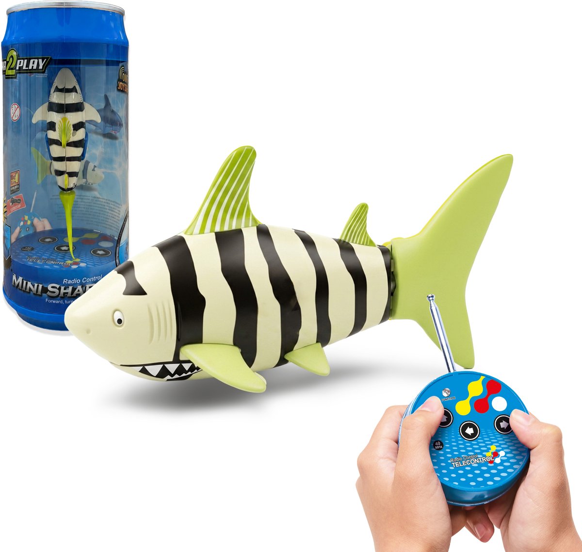 Gear2Play - mini haai in blik – rc zwemhaai met afstandsbediening