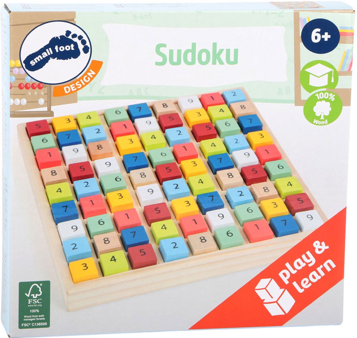 Small Foot - houten sudoku spel kleur, 82dlg.