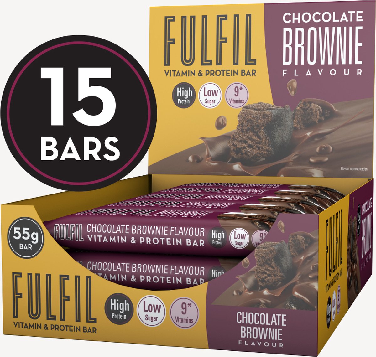 Fulfil Nutrition vitamine proteïne repen - chocolade brownie - 15 eiwitrepen