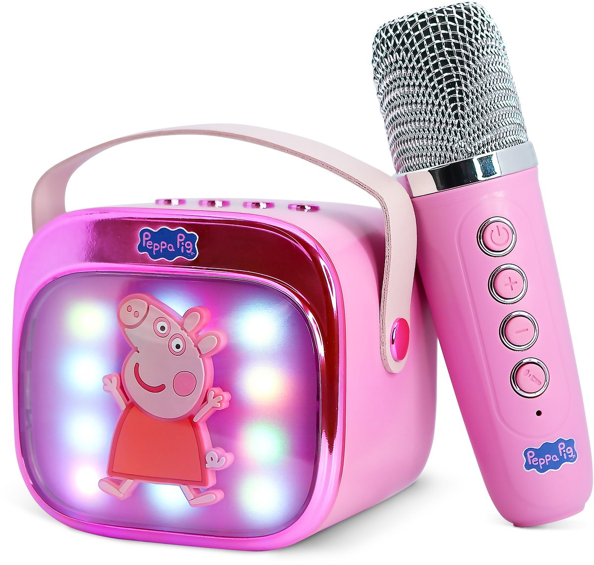 OTL Technologies Peppa pig - karaoke set voor kinderen - draadloze microfoon en speaker - met lichteffecten - stemvervorming