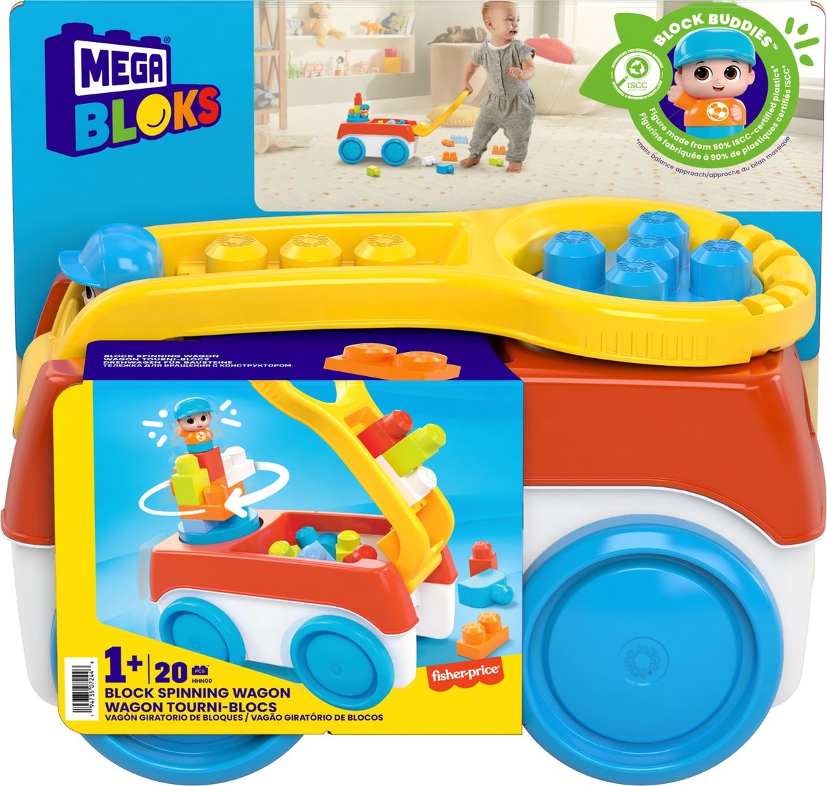 Mega Bloks bouwsteenwagen - 20 blokken - trekwagen speelgoed
