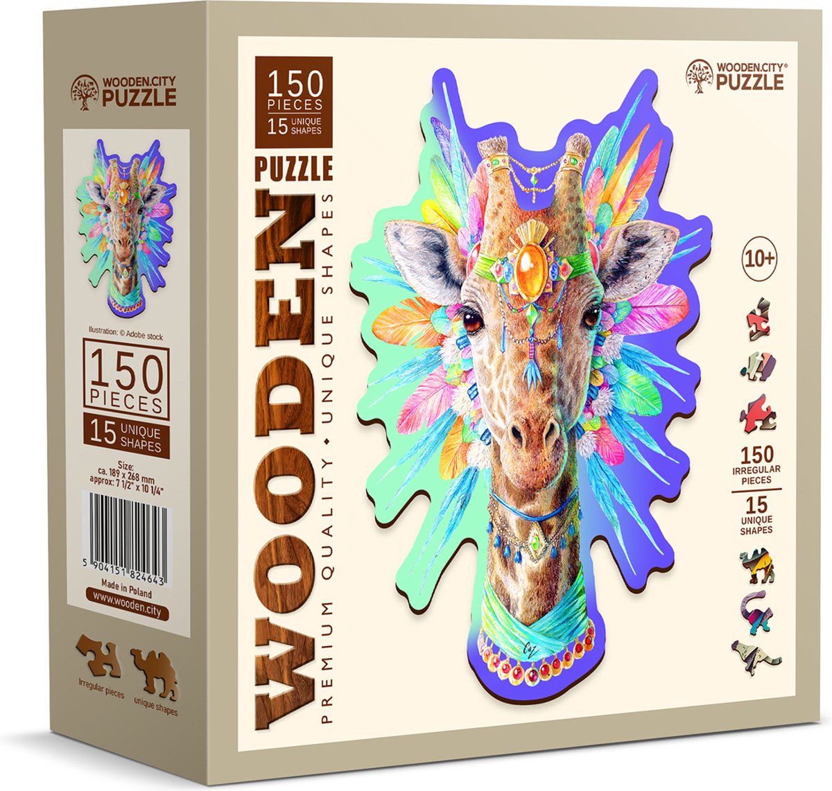 Wooden City Houten stad puzzel - natty giraffe.