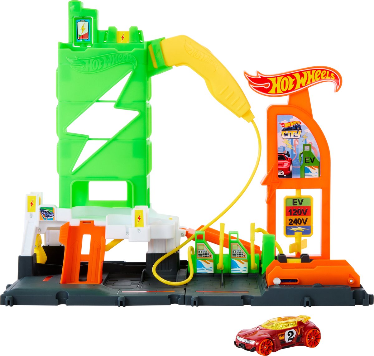 Hot Wheels city elektrische laadstationauto transparant