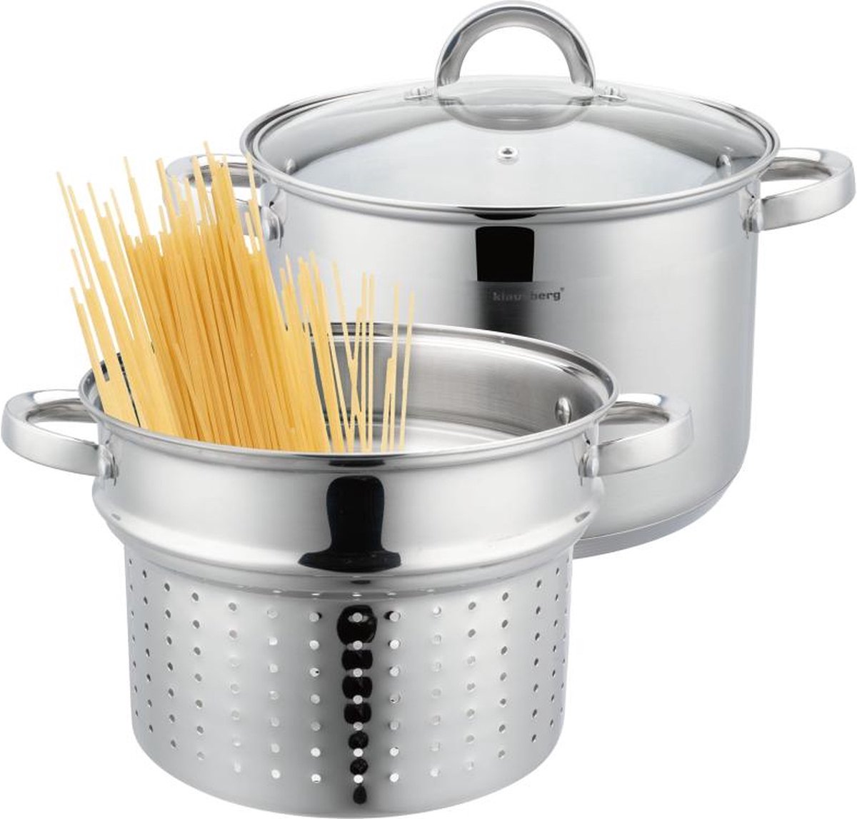 KLAUSBERG 7738 - kookpan met pasta inzetpan - 2 delig - 24 cm - 7.5 liter - rvs - alle warmtebronnen 14