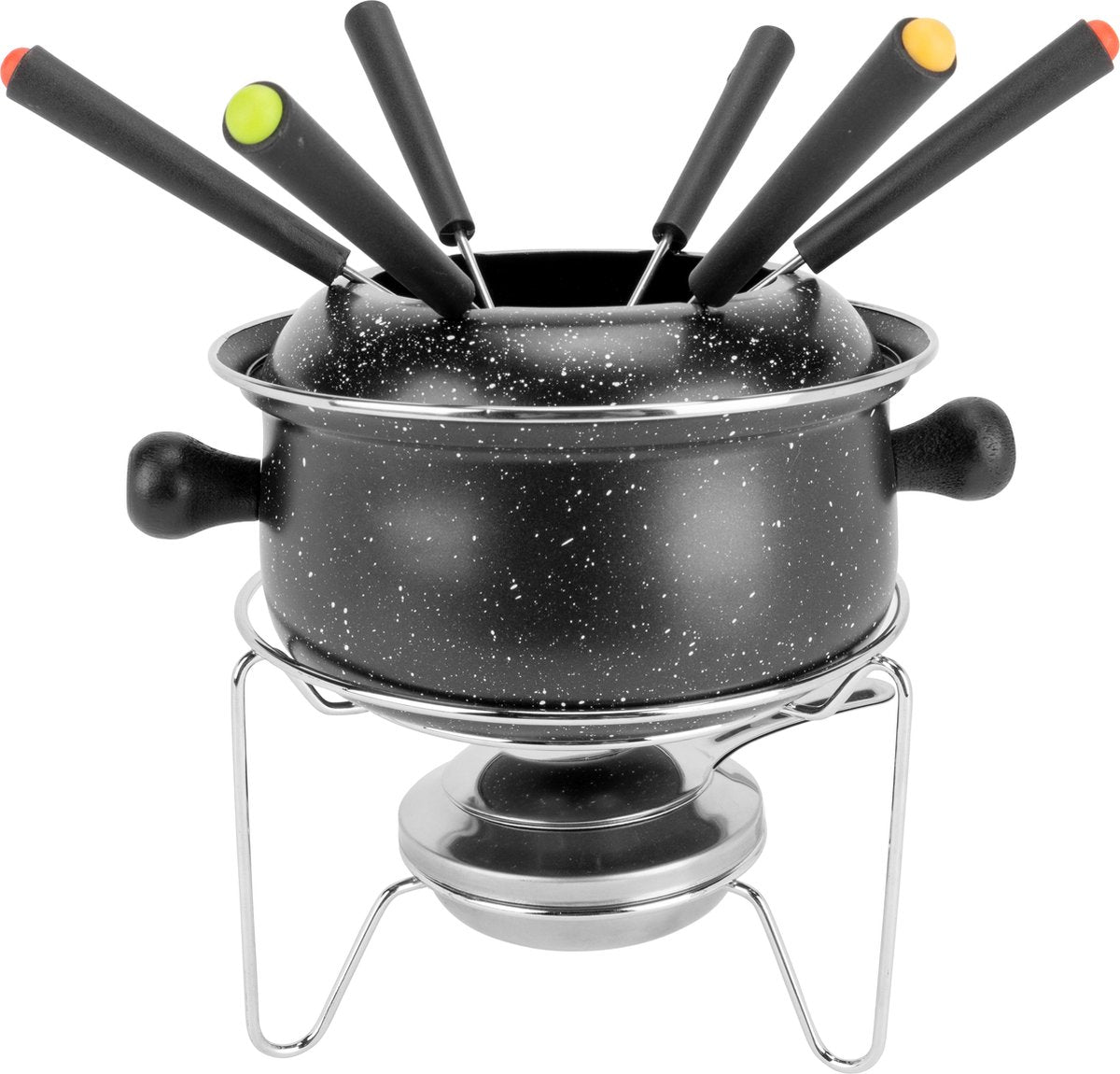 Cosy Trendy fondue set met 6 vorken - emaille - ø 16cm