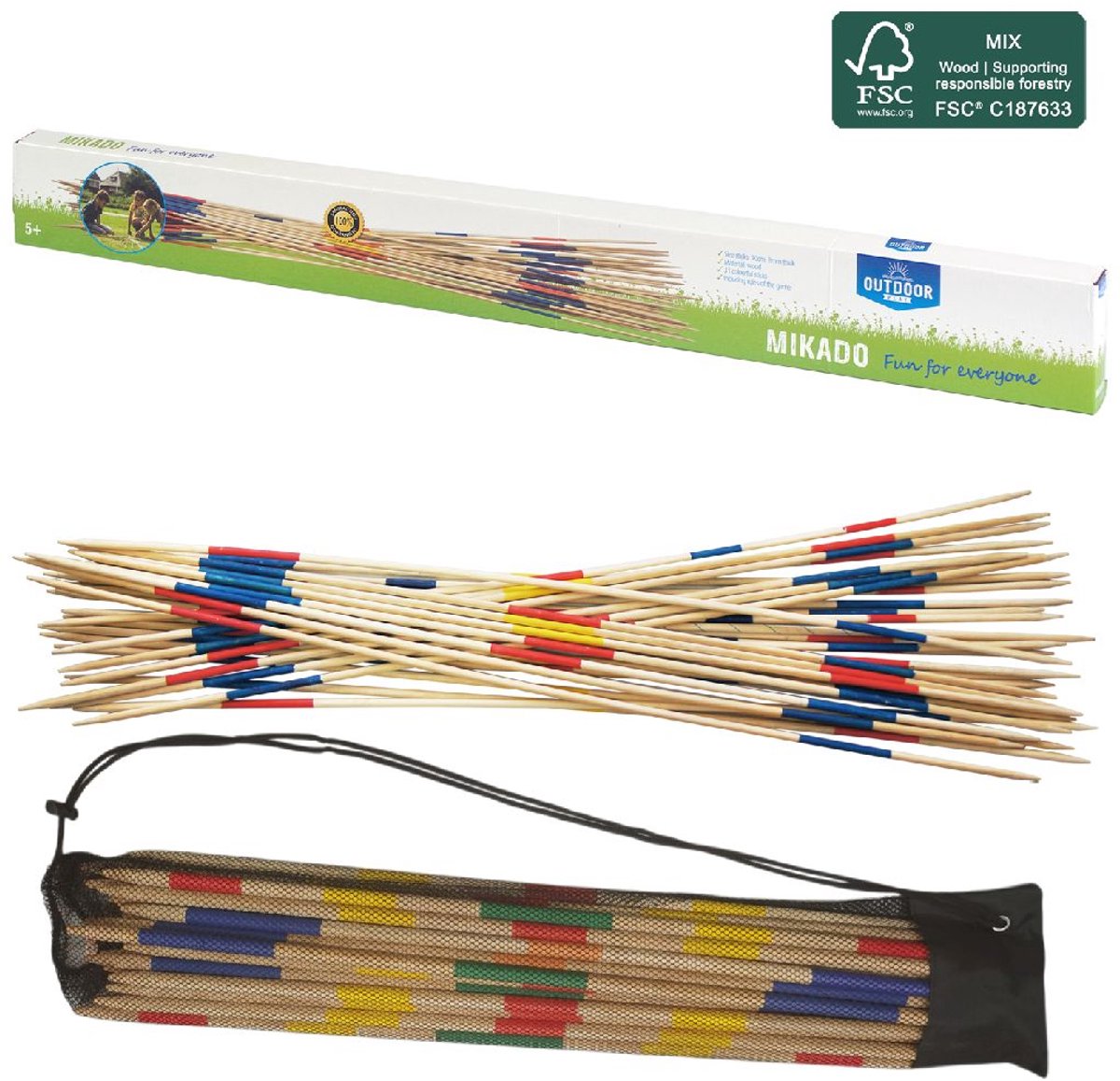 OUTDOOR PLAY - mikado - 90 cm - inclusief draagtas - fsc