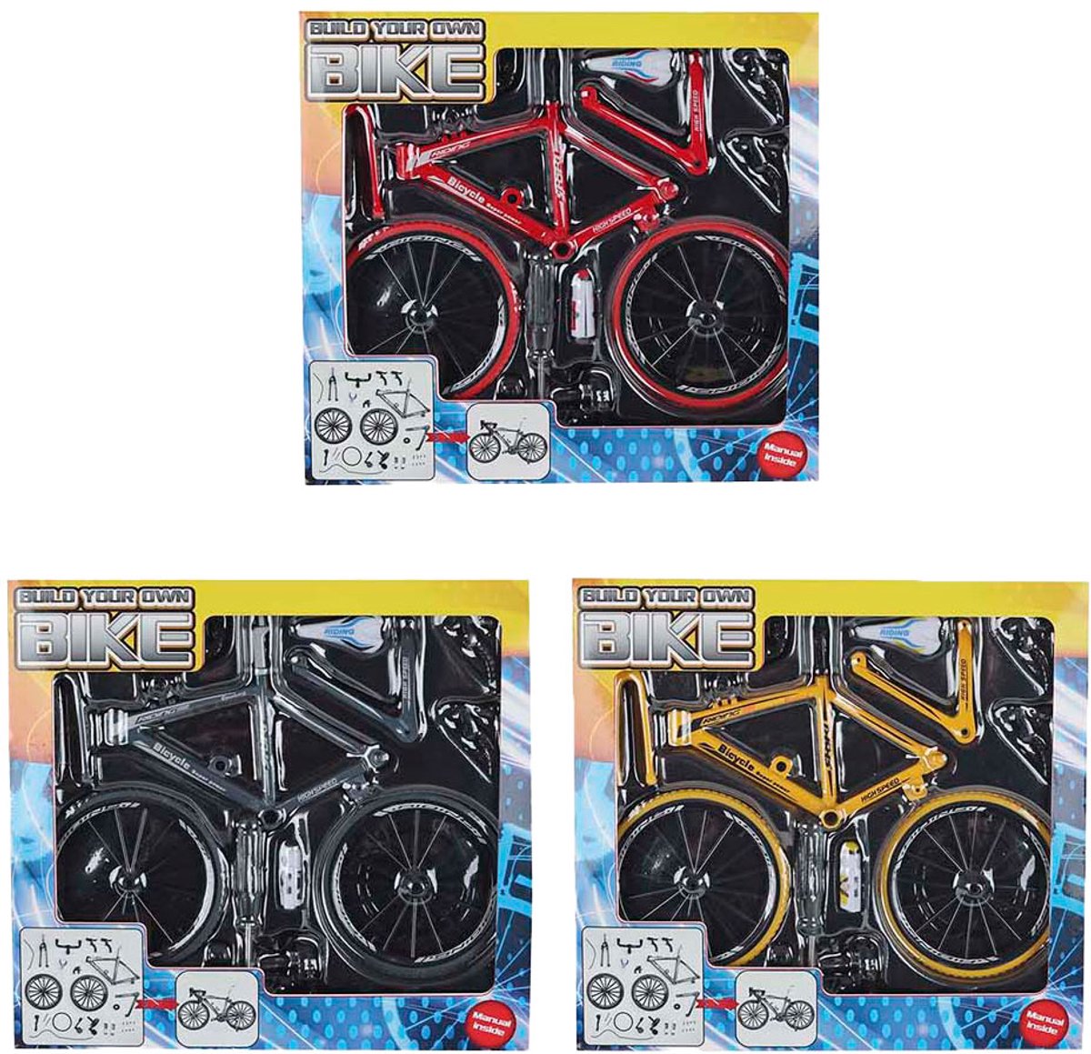 VAN MANEN Racefiets bouwpakket die-cast speelgoed fiets 19,5cm multicolor.