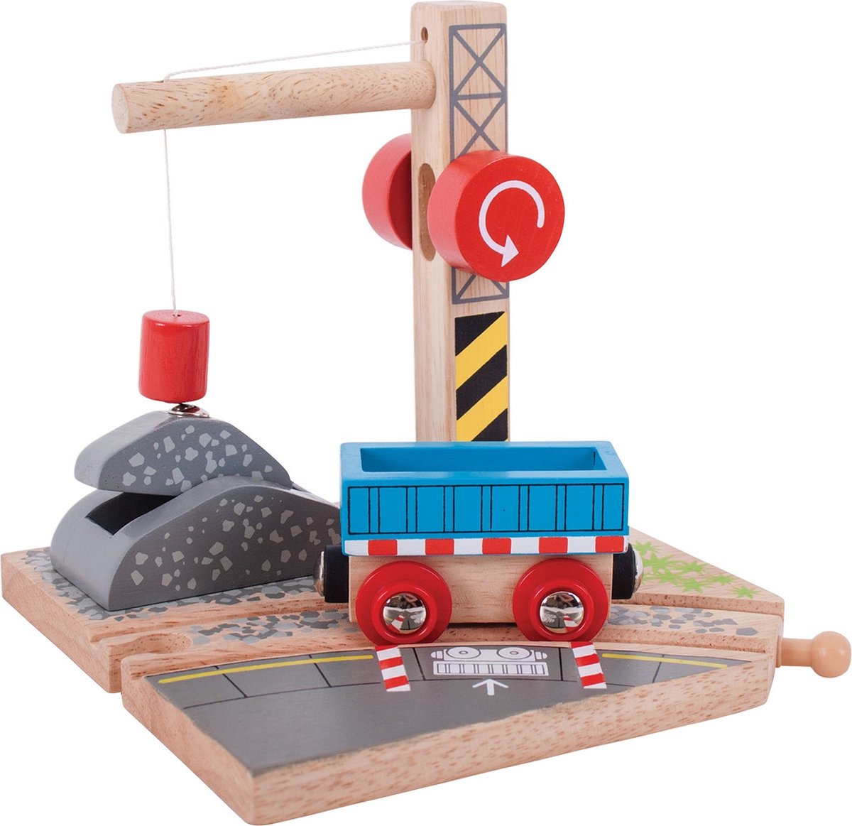 BIGJIGS Houten rails - gravel kraan