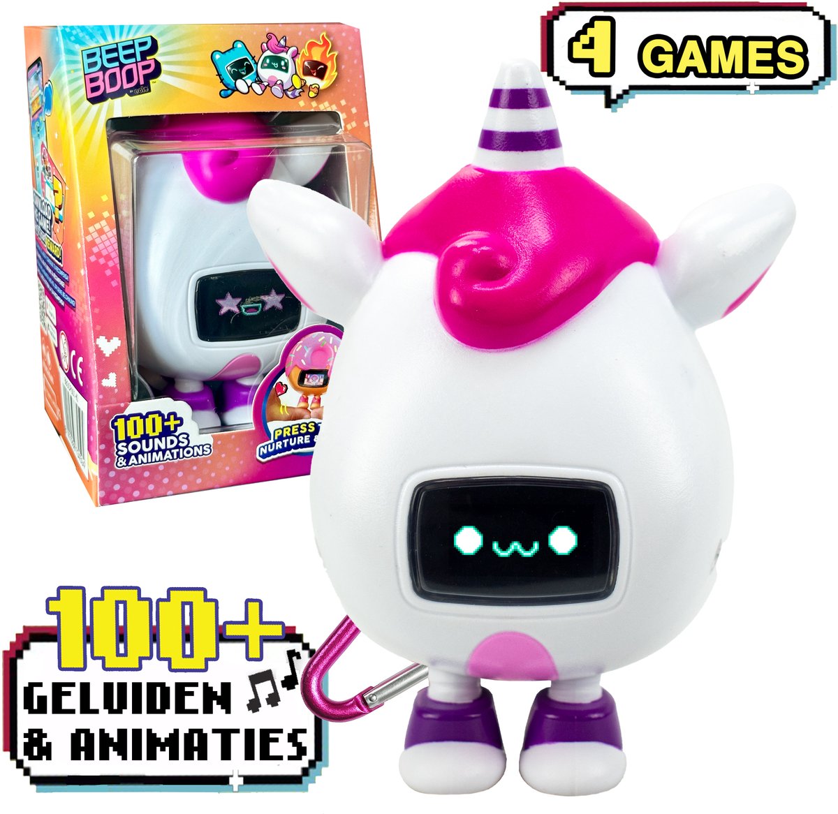 Eolo Beep boop kirin – je virtuele huisdiertje met emoties, 4 games en 100+ geluiden animaties - verzorgen en spelen - interactief speelgoed