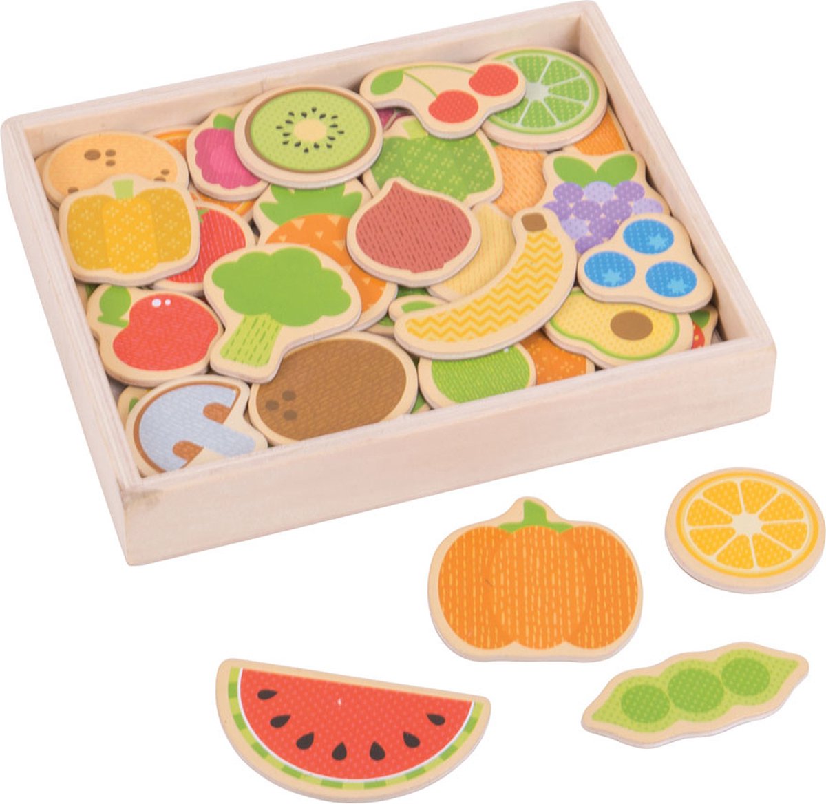 BIGJIGS Houten groente en fruit magneten - - vanaf 3 jaar