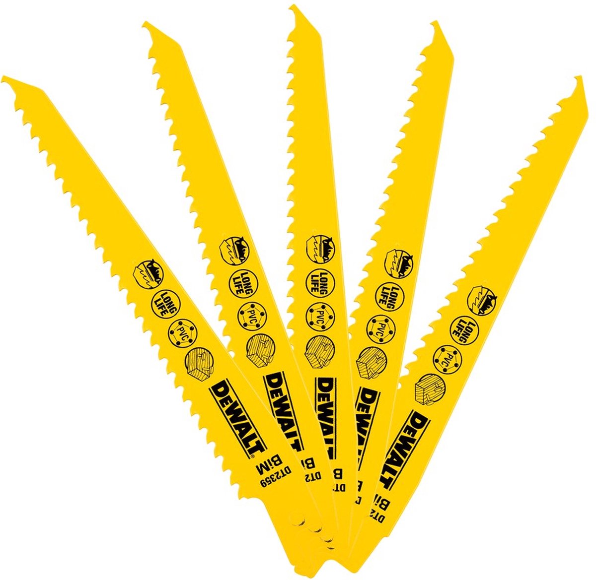 DeWalt dt2359 reciprozaagblad - 152 x 4,2mm - kunststof hout met spijkers (5st)