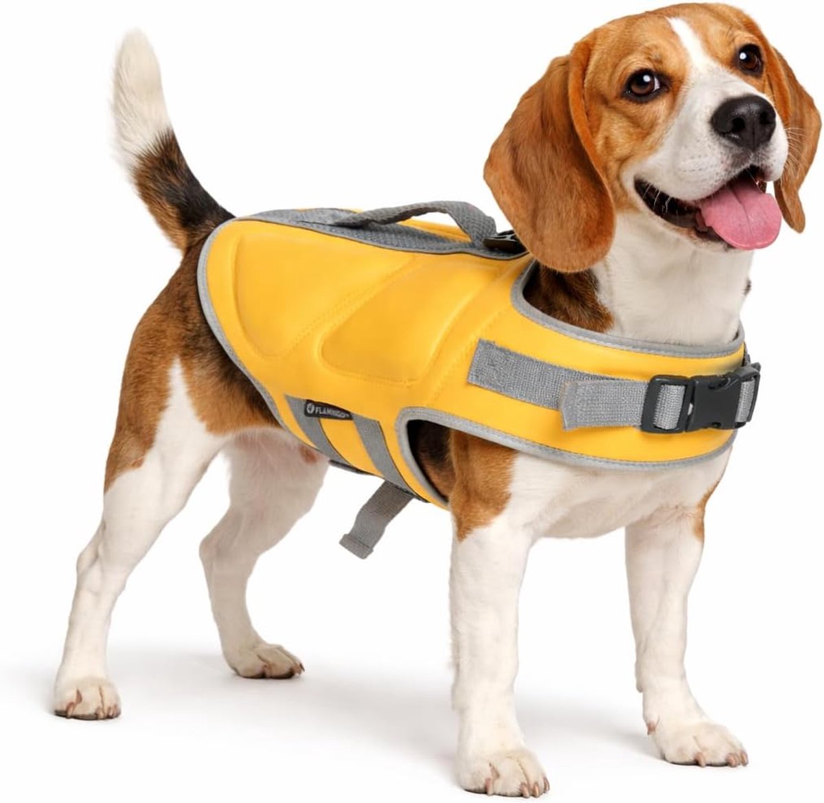 Flamingo Zwemvest hond – maat m (32,5cm) – swimmy geel – verstelbaar – hoog drijfvermogen – reflecterend