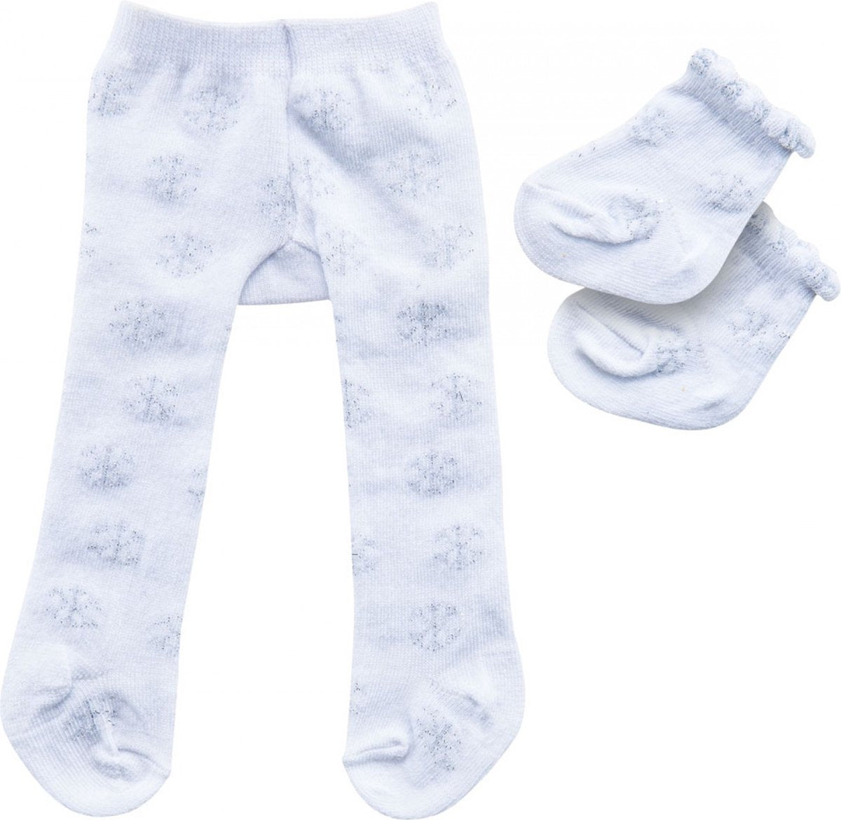 Heless Poppenmaillot met sokken - sneeuwvlokken, 35-45 cm