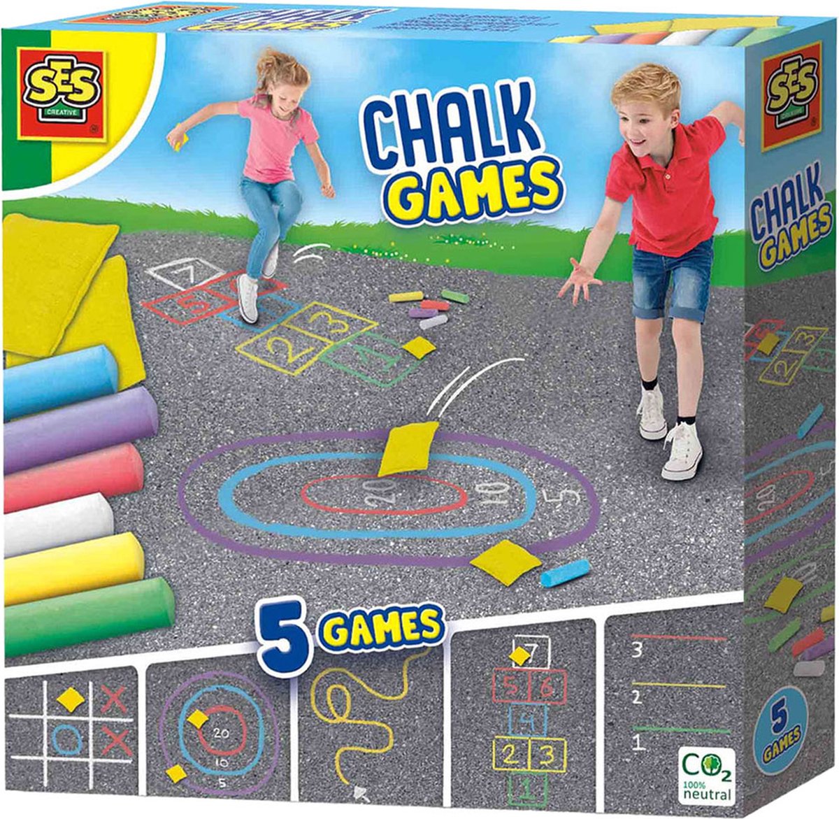 SES Creative Ses stoepkrijt spellen 5in1