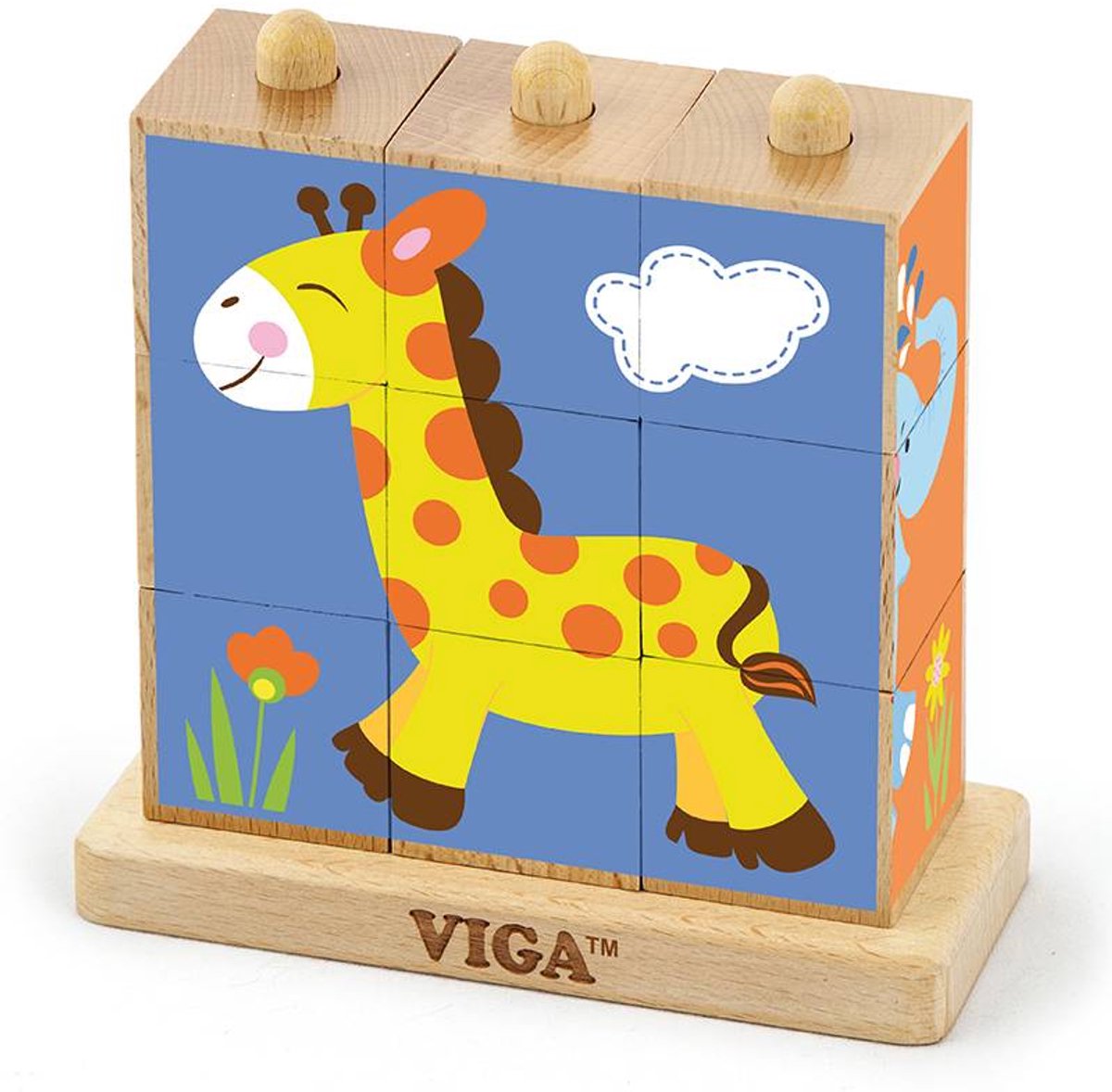 Vigatoys Viga toys - stapelblok-puzzel - wilde dieren - 9 blokken