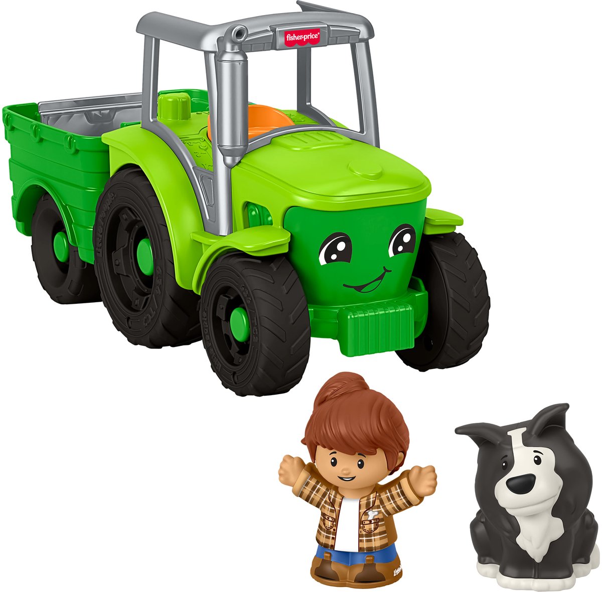 Fisher-Price little people tractor – muzikaal duwvoertuig met aanhanger en 2 figuren
