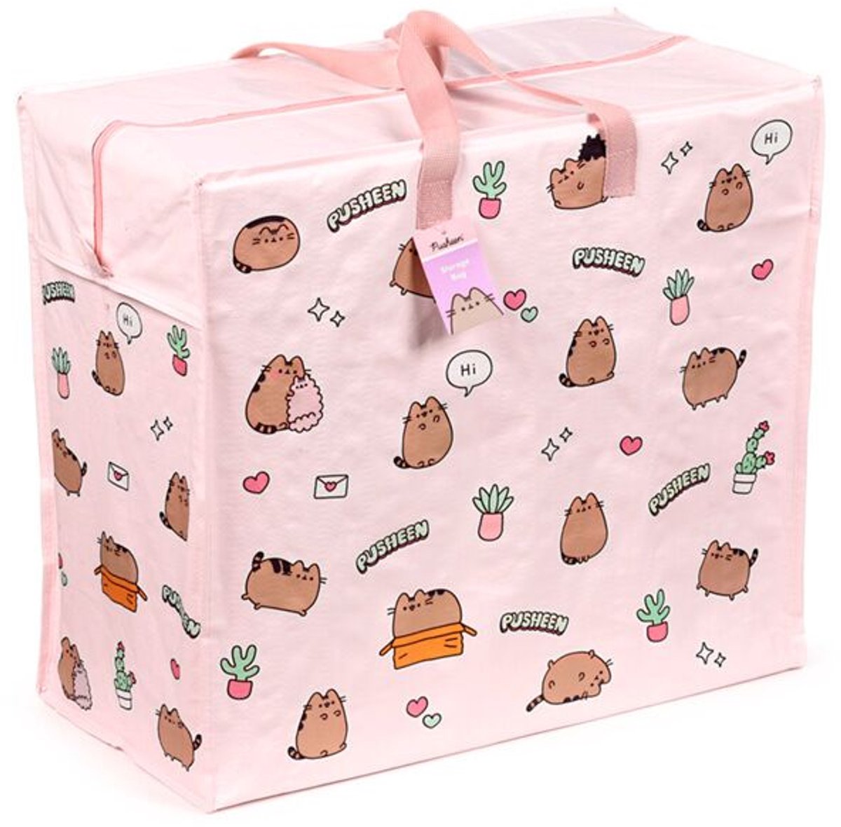 Puckator Pusheen kat waszak opbergtas met rits – plantenprint – rits sluiting – opbergzak – cartoon kat – voor kleding, speelgoed, decoratie