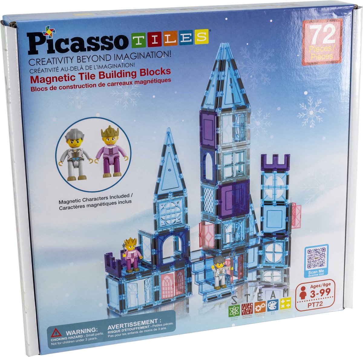 Picasso Tiles Tactic - constructiespeelgoed - magnetic tiles - magnetische tegels - winter thema - stem speelgoed - creatief bouwspeelgoed - 72-delig - vanaf 3 jaar