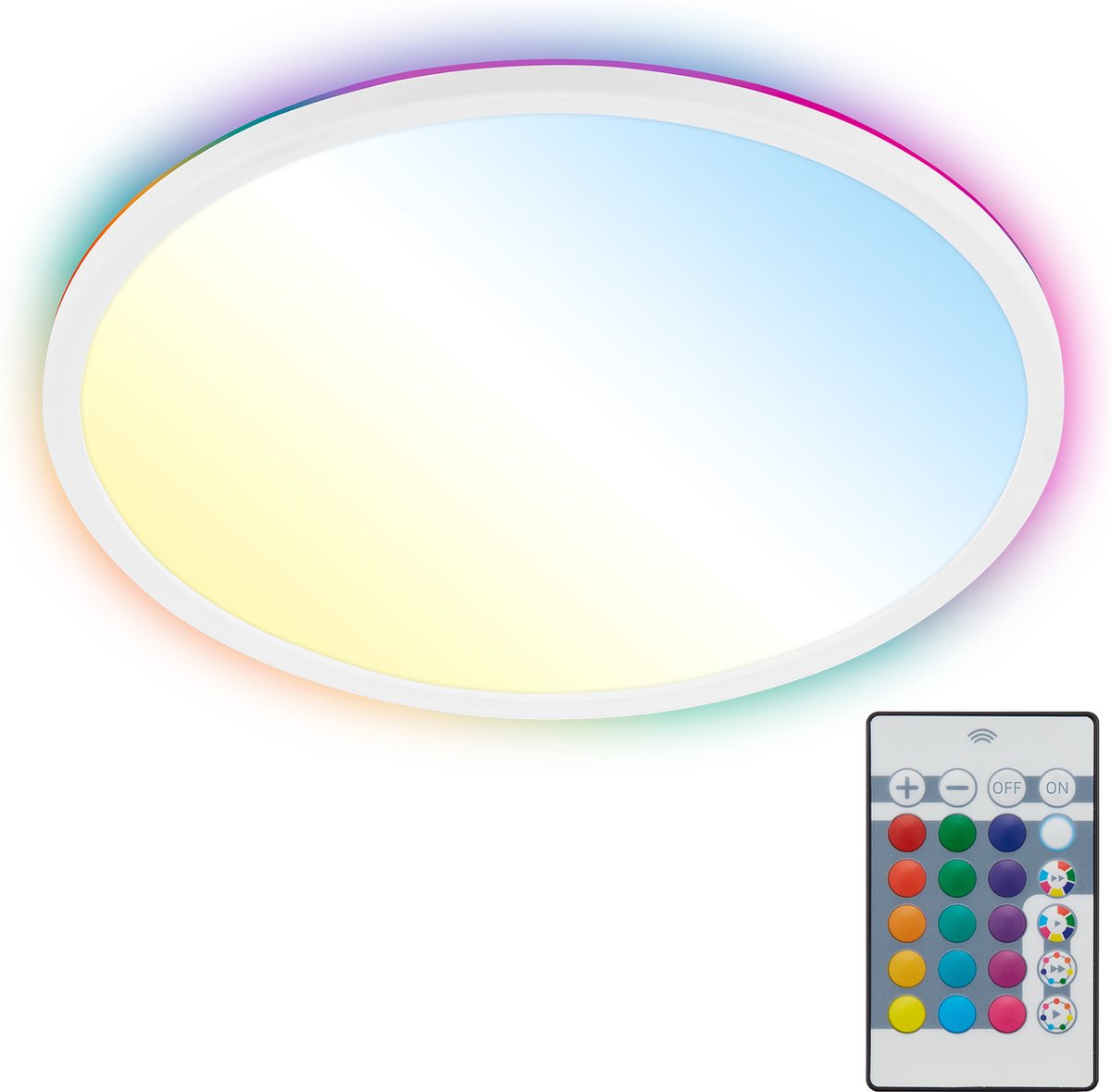B.K.Licht - led plafondlamp - met rgbic - achtergrondverlichting - met afstandsbediening - cct - dimbaar - 42x3 cm - wit