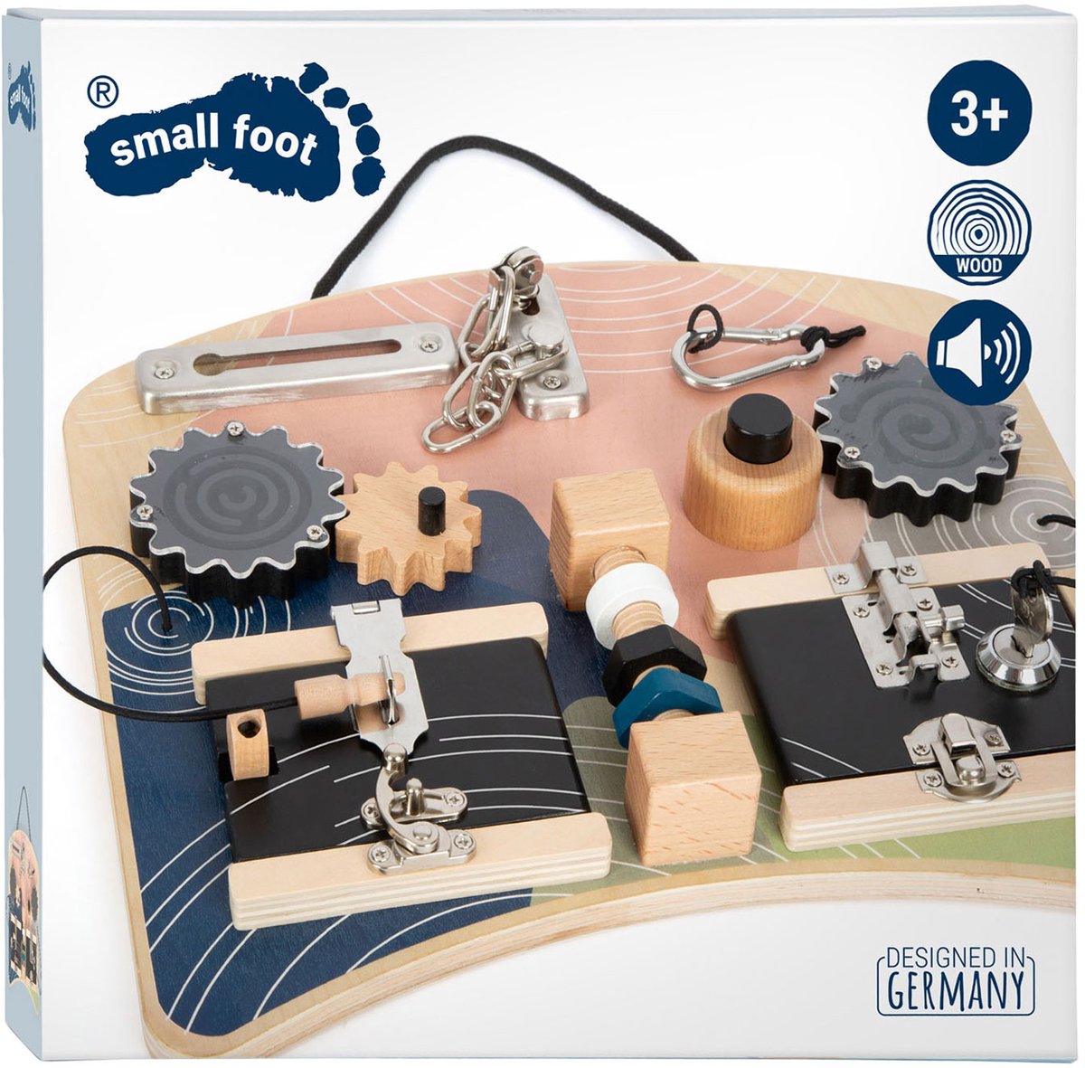Small Foot - houten activiteitenbord rotatie en sloten
