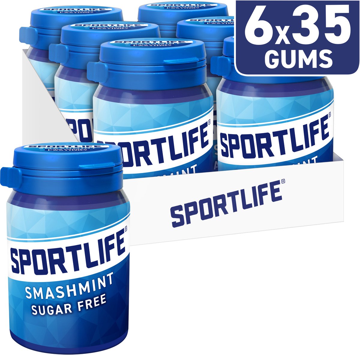 Sportlife smashmint pot - extreem frisse suikervrije kauwgom - 6x52g