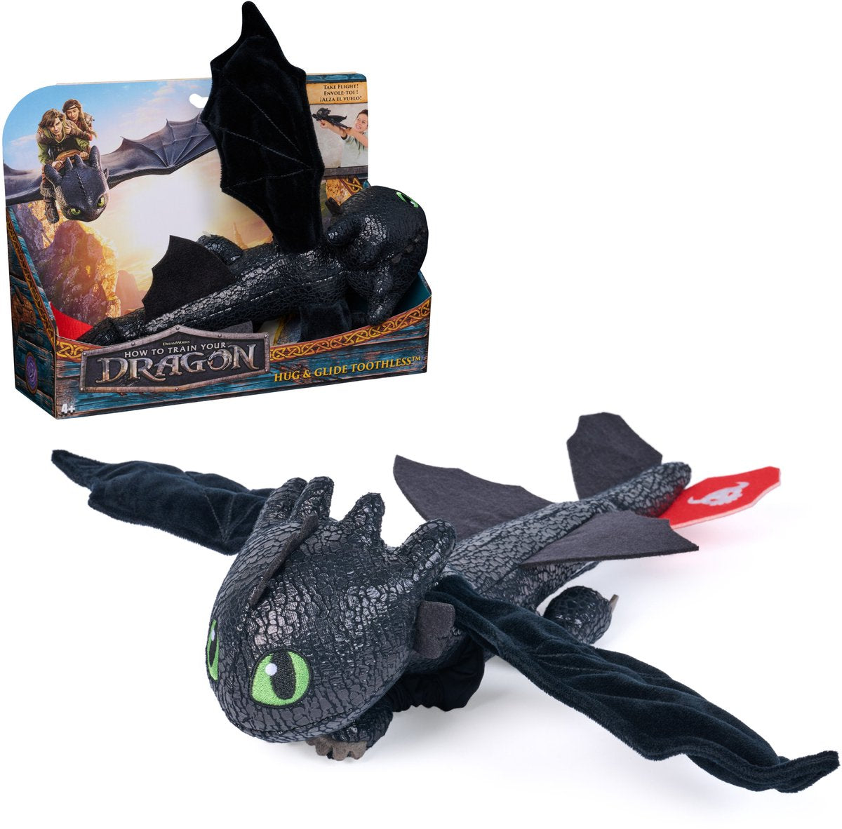 Dreamworks Dragons How to train your dragon - hoe tem je een draak - knuffel en zweef tandloos drakenknuffel 30 cm - speelgoed