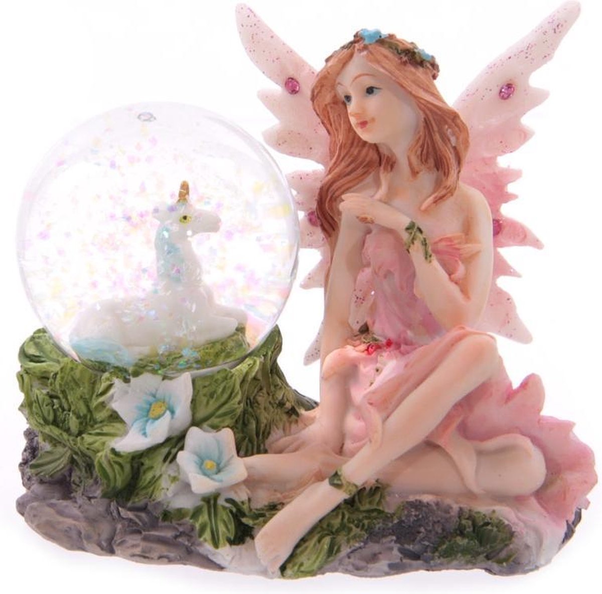 Puckator Beeld - fairy - elf - bloemen fee met sneeuwbol - drie soorten - 10 cm
