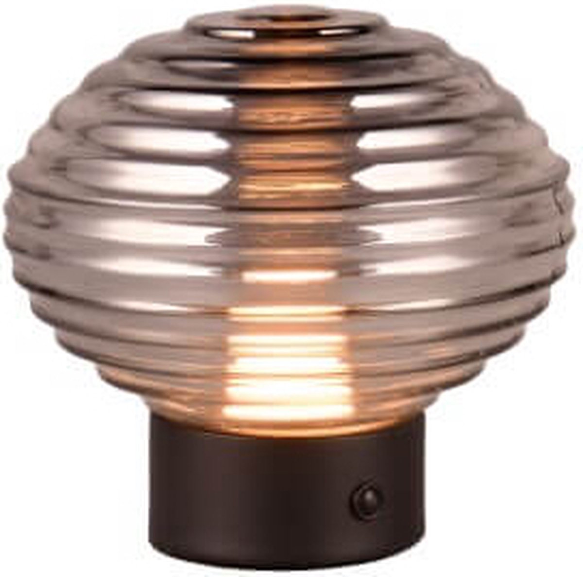 RL LIVE YOUR LIGHT Reality earl - tafellamp - zwart mat - incl. 1x smd 2w - touch functie - oplaadbaar - snoerloos - smoke glas