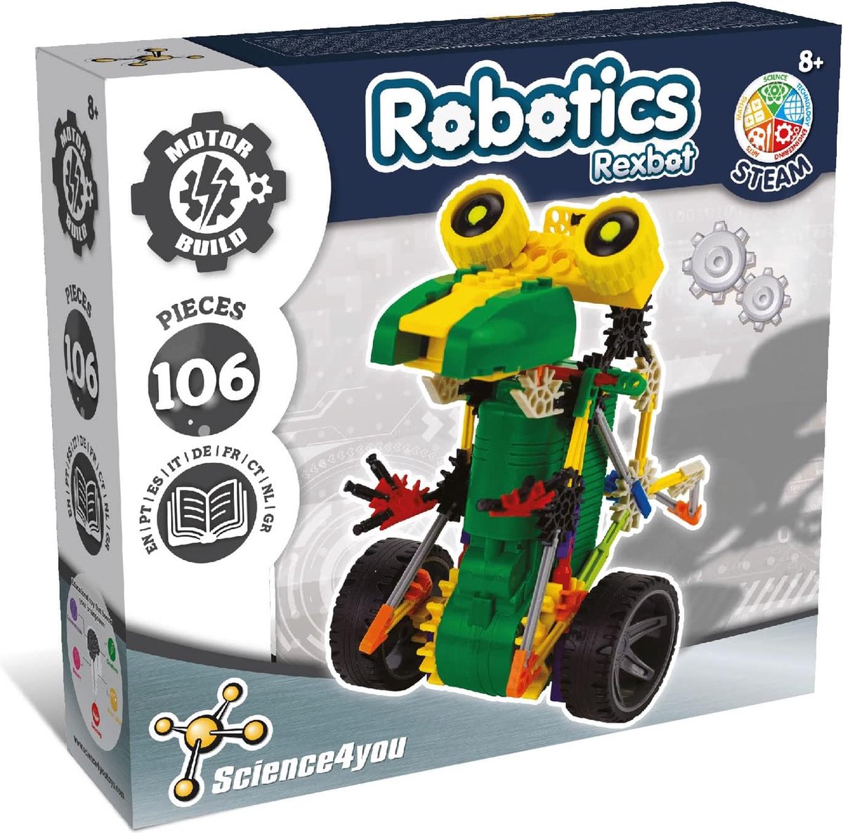 Science 4 You Science4you robotics rexbot – diy robot bouwset – beweegbare robot met 106 stukken educatief boek – leeftijd 8+