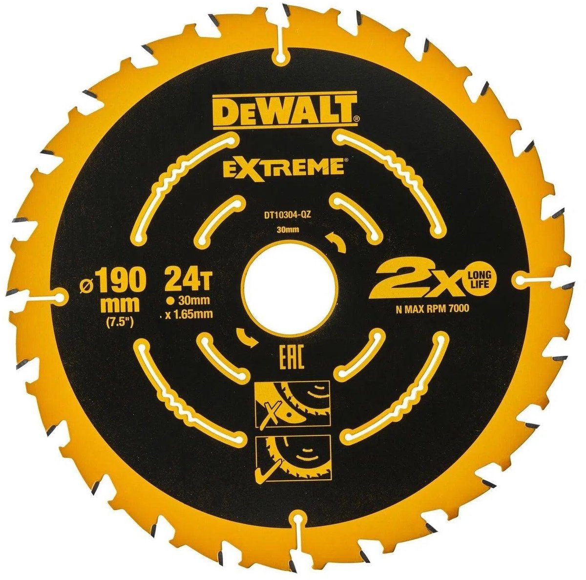 DeWalt elite serie - cirkelzaagblad - 190x30mm - 24 tanden - anti-kickback