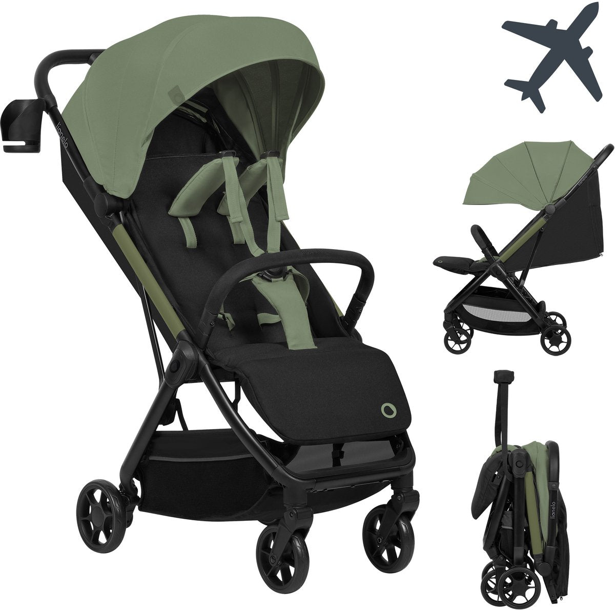 Lionelo julie air - ultralichte buggy - reisbuggy - auto-folding compact - slechts 7,5 kg - reizen handbagage - verstelbare rugleuning tot ligstand - xxl zonnescherm met upf50+ - onderhoudsvrije wielen - vanaf 6 maanden tot 22 kg - kinderwagen