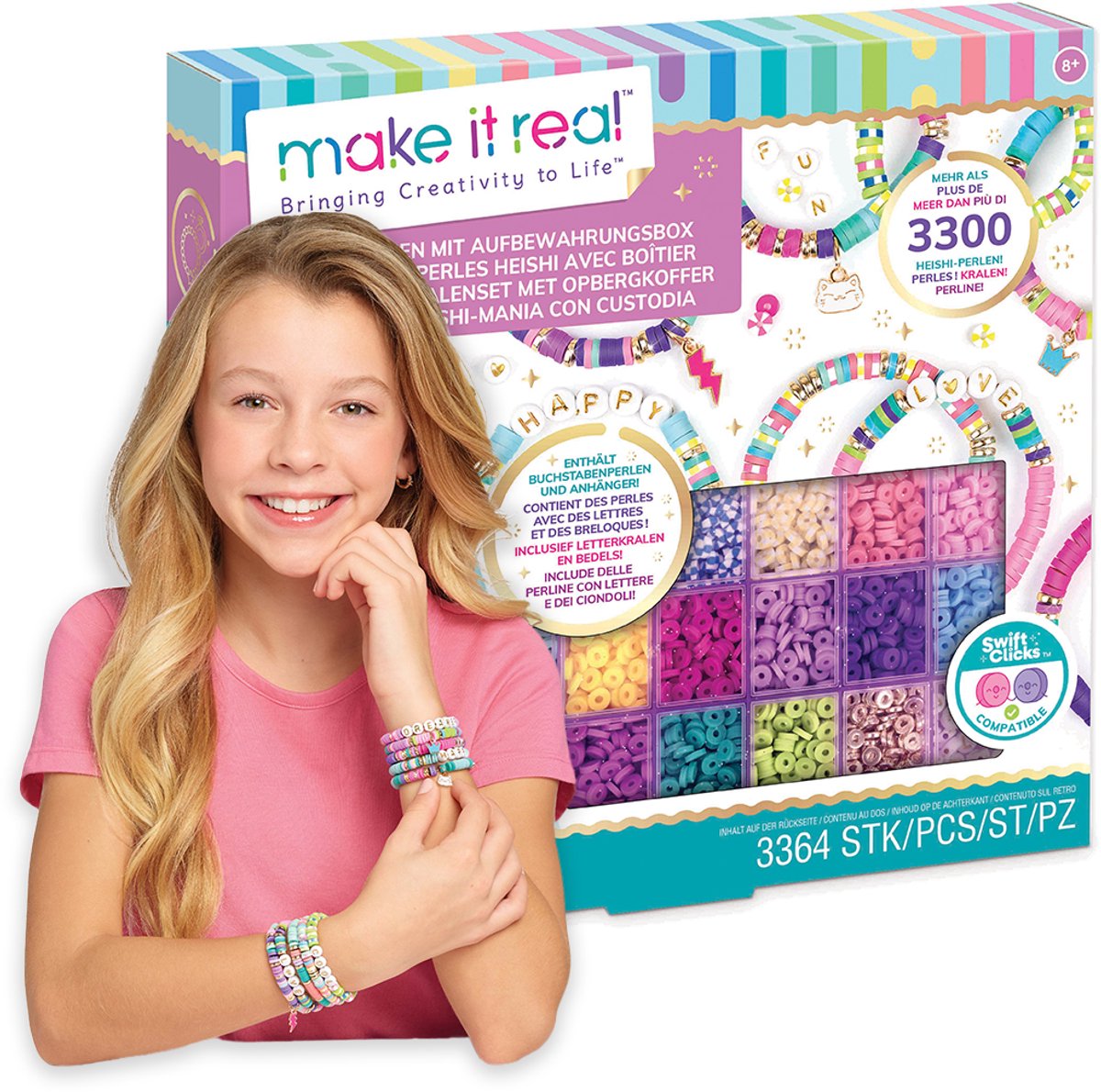 Make It Real - heishi craze kralenset met opbergkoffer - maak gepersonaliseerde heishi armbanden