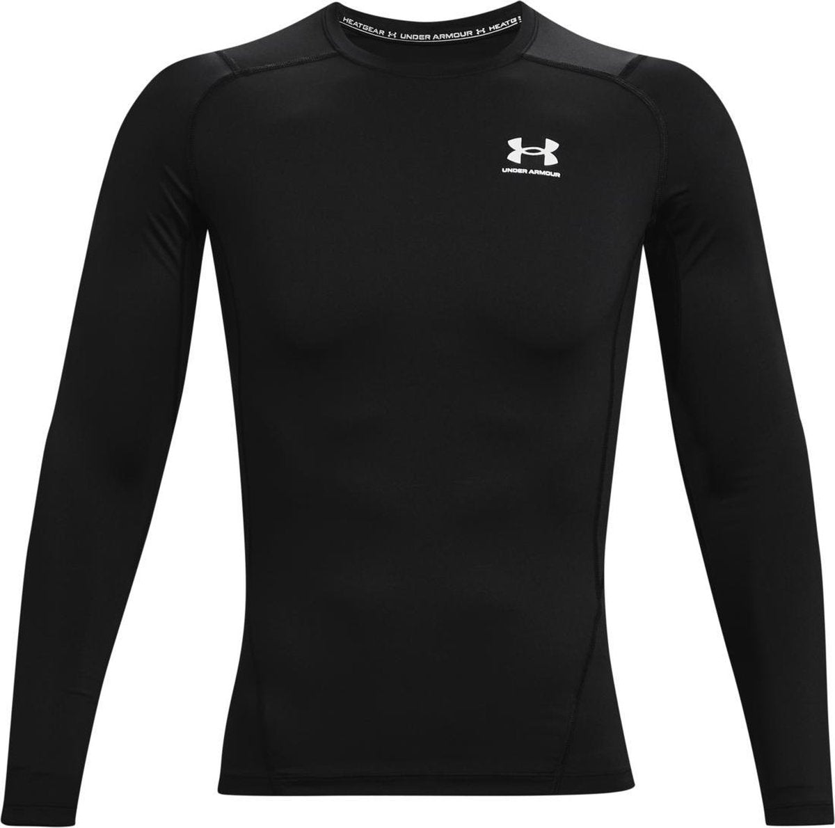 Under Armour ua hg armour comp ls-blk heren sportshirt- zwart - wit