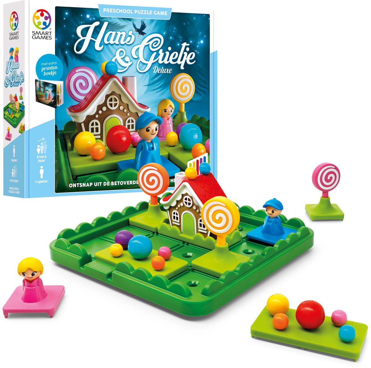SmartGames hans grietje - logisch denkspel voor kleuters jonge kinderen - 60 opdrachten met prentenboek - educatief solospel - vanaf 5 jaar