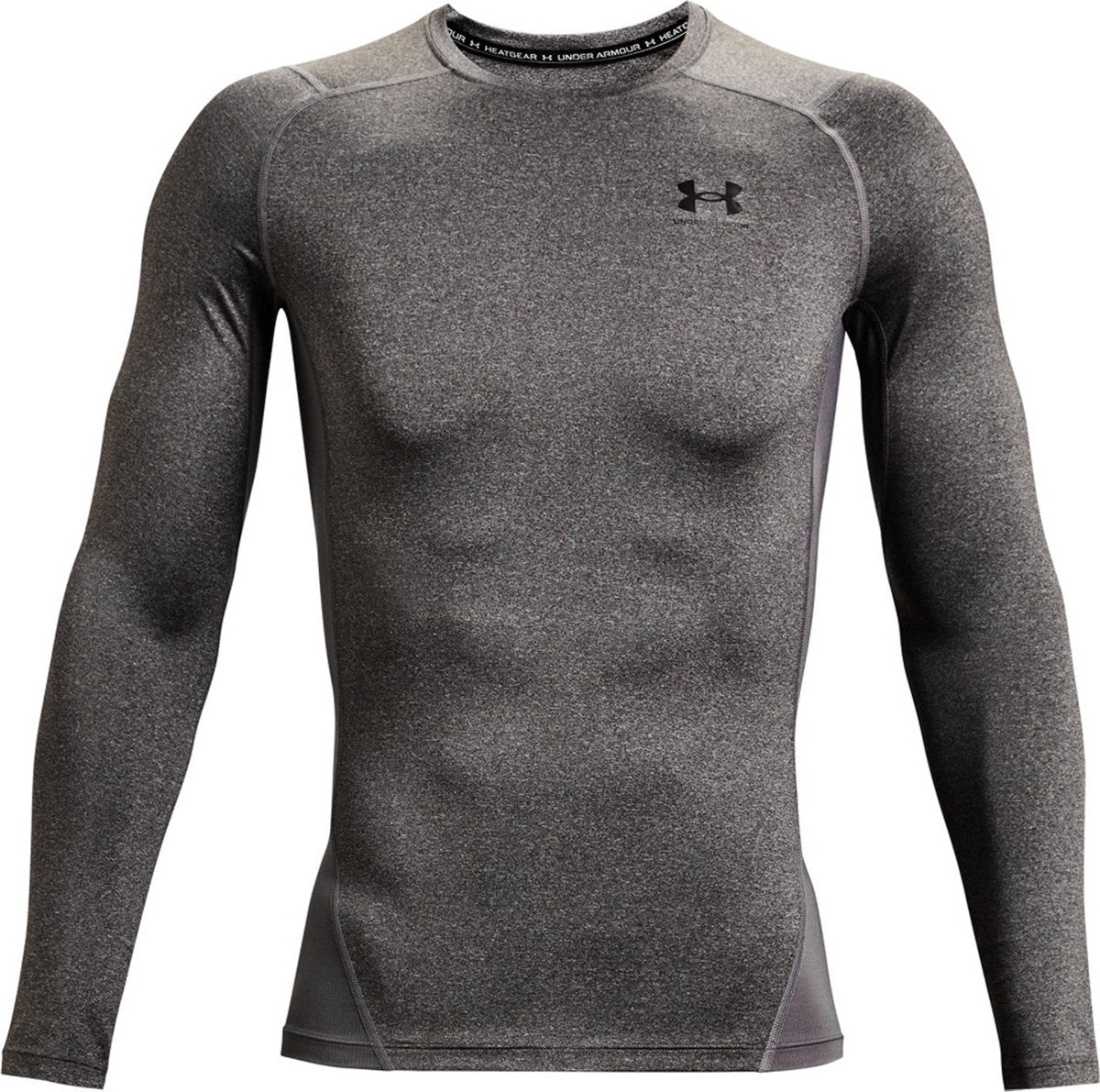 Under Armour ua hg armour comp ls-gry heren sportshirt - carbon heather - zwart