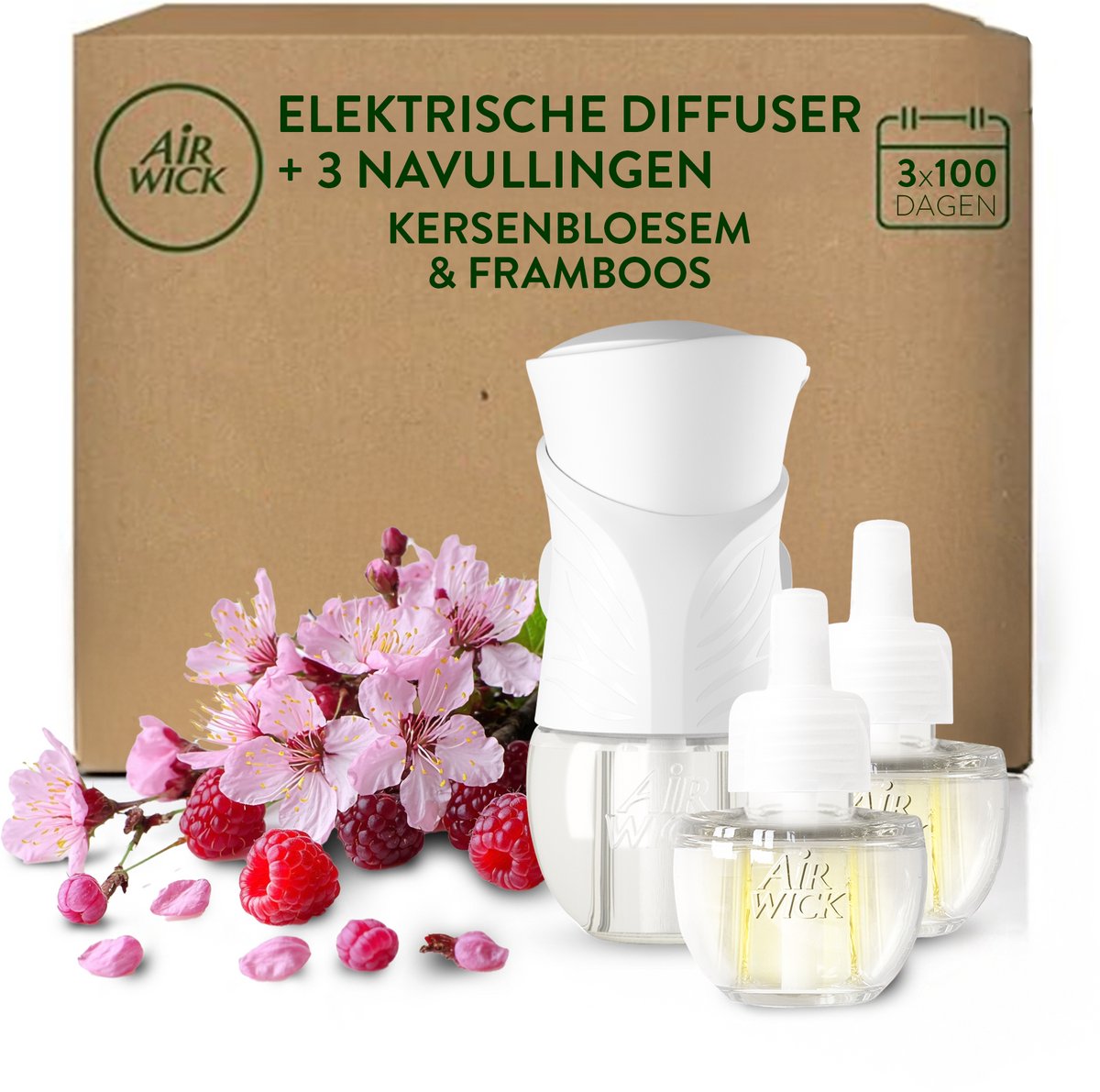 Air Wick elektrische luchtverfrisser - kersenbloesem - 1 apparaat + 3 navullingen