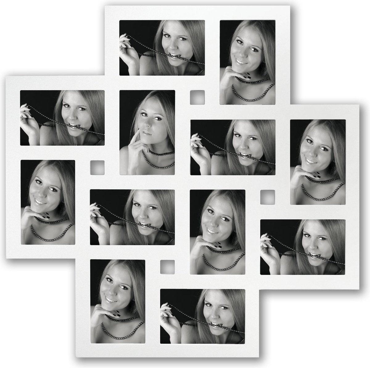 Zep - multi fotolijst milano wit voor 12 foto's 10x15 afmeting 59,5x60 - mf104
