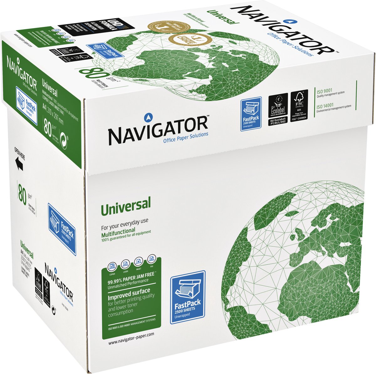 Navigator Kopieerpapier universal nonstop 5x500vel a4 80gr wit
