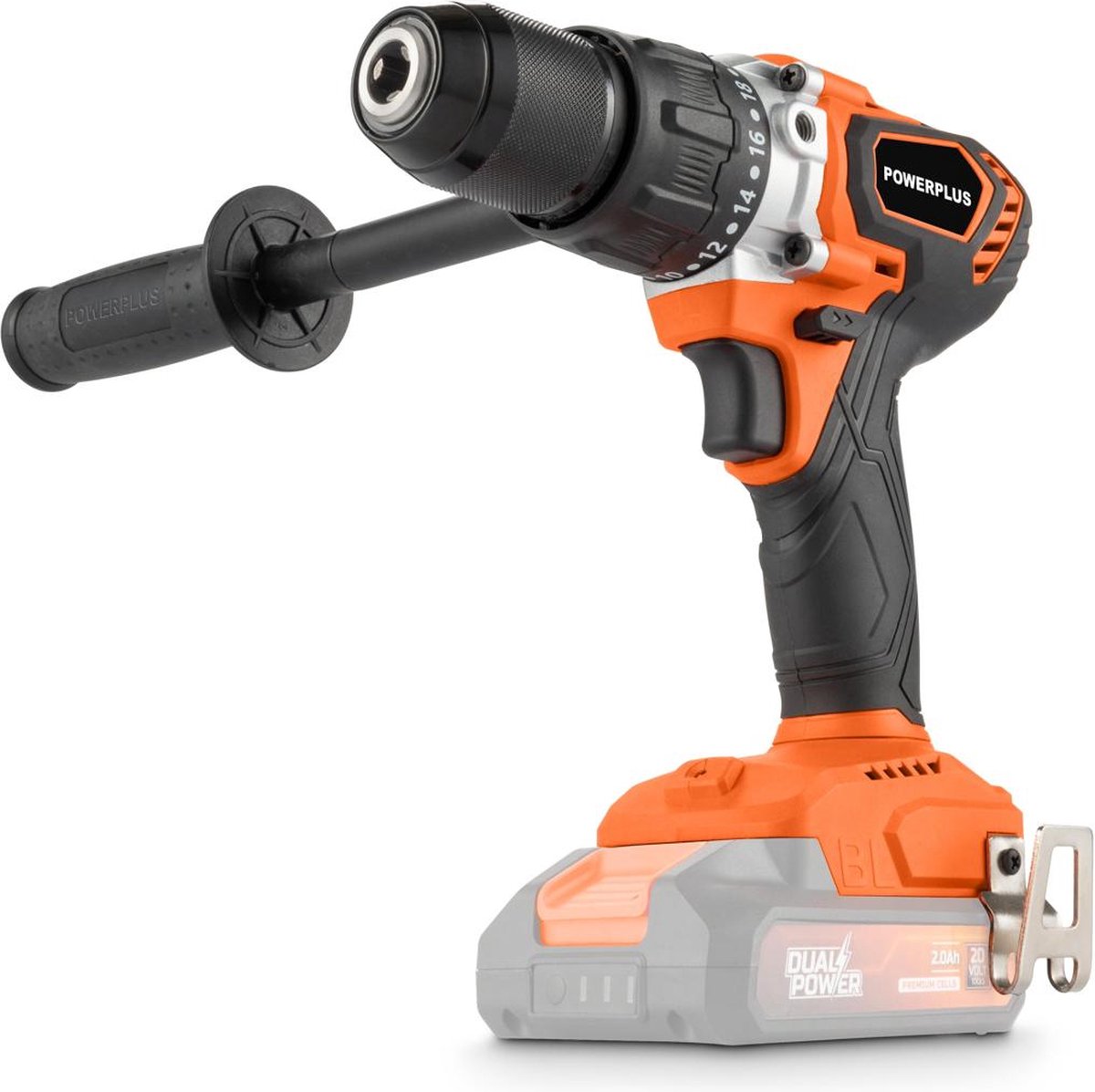 Powerplus Dual power accu klopboormachine powdp15250 - 3 in 1: boren hamerboren en schroeven, 20 v boormachine,120 nm, links en rechts schroeven, zonder accu en lader