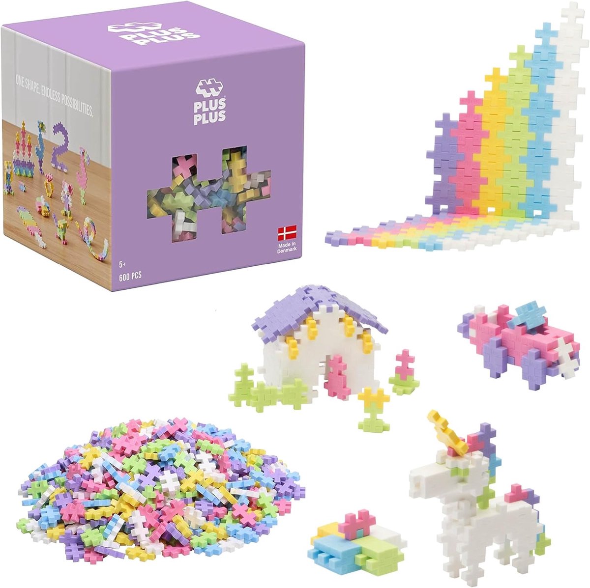 Plus-Plus basic pastel paars 600 delige bouwset - 3312 - bouwspeelgoed - constructiespeelgoed - set met bouwstenen - vanaf 5 jaar