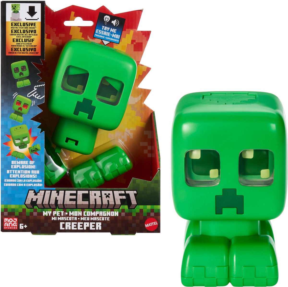Mattel Minecraft mijn huisdier creeper- actiefiguur met licht, geluid en explosieve actie