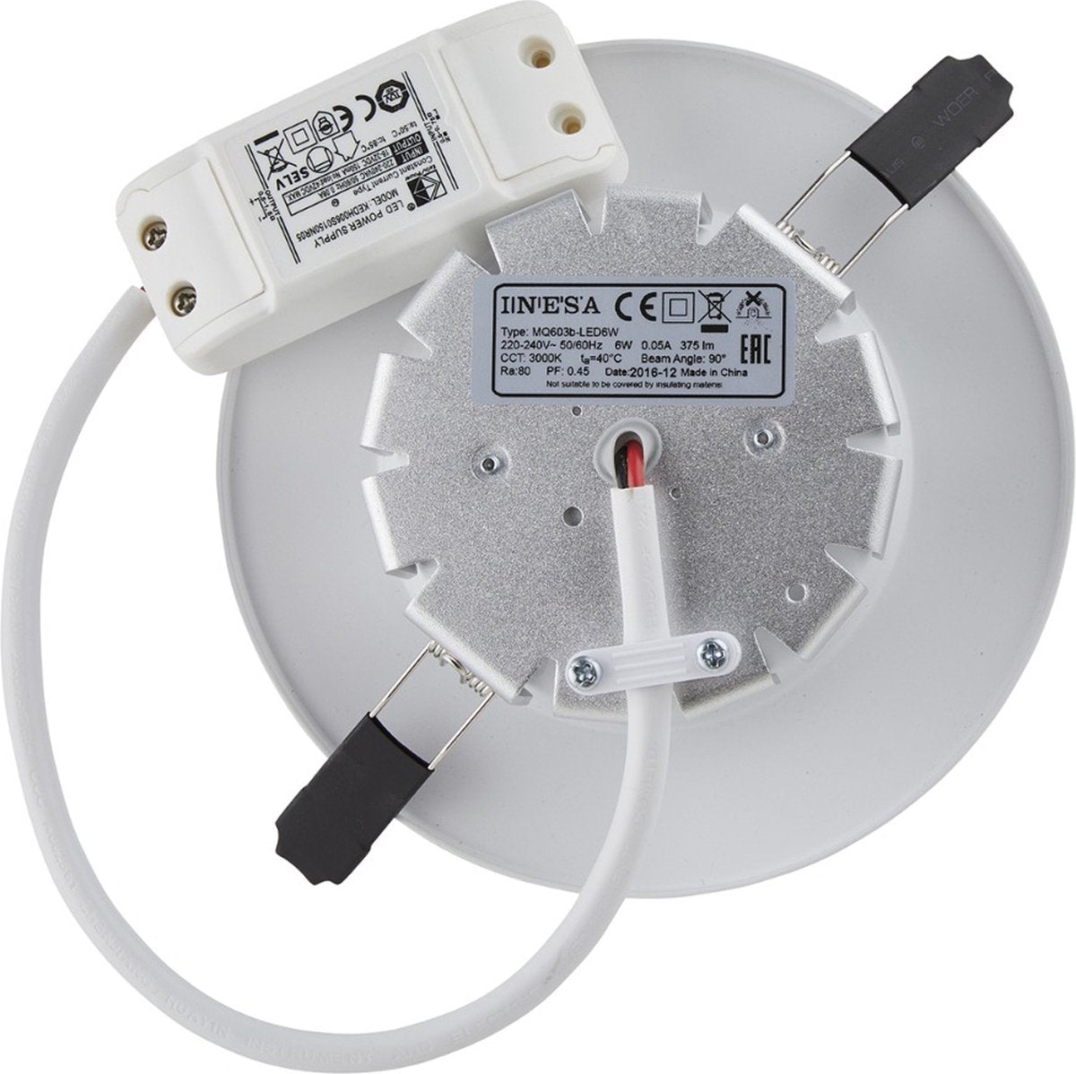 Lighto Led downlight - ø120mm - 3000k warm wit - 6w - rond - inbouw
