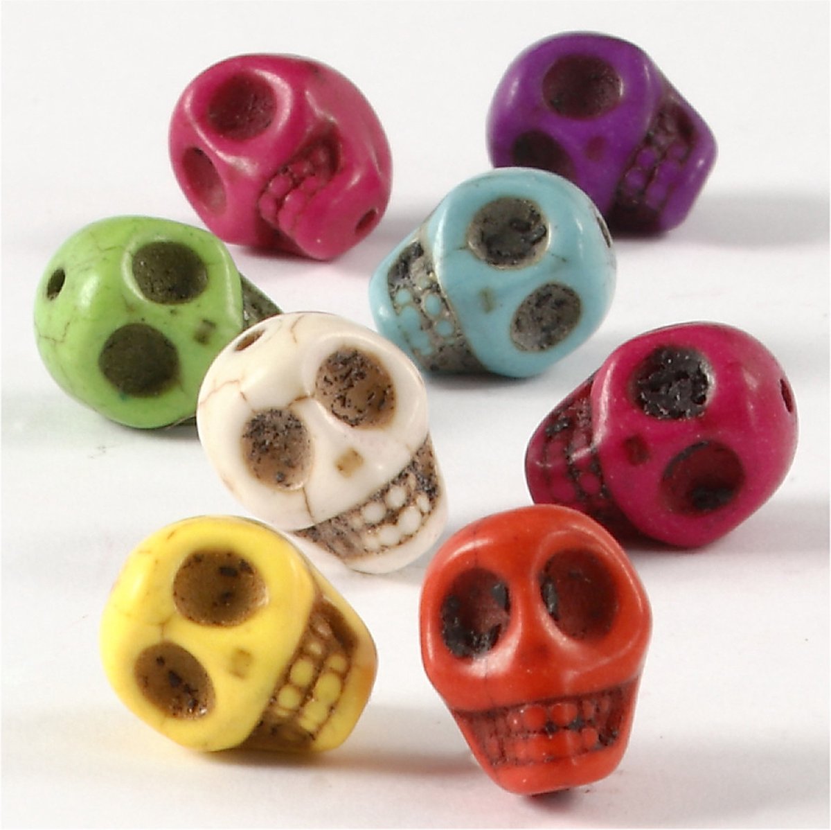 Creativ Company howlite kralen doodshoofden 12 mm multi 32 stuks
