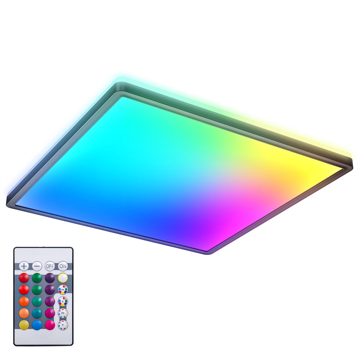 Briloner B.k.licht - rgb led plafonniere - zwart - dimbaar - met indirecte licht - gekleurd licht - met afstandsbediening - l: 42cm